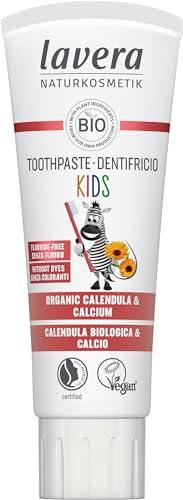 lavera Toothpaste Kids Fluoride-Free - Without colourants - Protects Milk Teeth - Mildly Fruity - Organic Calendula & Calcium - Vegan - 75 ml