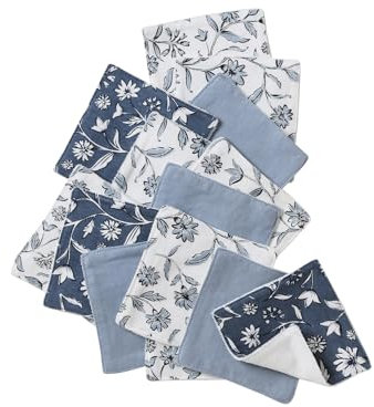 VERTBAUDET Lot de 10 lingettes lavables bleu imprimé TU