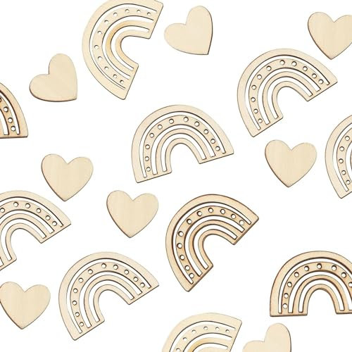 YANINEE 100 Stück Konfetti Boho aus Holz Tischdeko Streudeko Tischdeko Taufe Mädchen