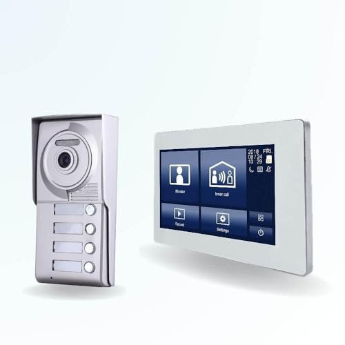 BT Security Portier interphone vidéo Neo 2 Fils - 4 Appartements - 4 écrans tactiles Smart 7 Blanc