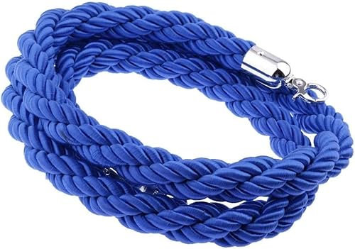 Corde de barrière torsadée de 2 m avec crochet/contrôle de la foule/corde de barrière pour clubs, cinémas et autres espaces publics (bleu)