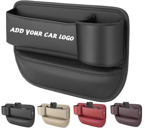 Sac de voiture en cuir avec logo, boîte de rangement d'espace de siège, organisateur de remplissage réglable pour siège de voiture, organisateur de siège de voiture personnalisé avec support