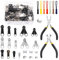 Glarks 144pcs #3#5#8 Kit di Riparazione Cerniera Include 62pcs Sostituzione 70pcs Stops 10pcs Pulls con 2pcs Pinze di Installazione per sacchi a pelo, giacche, tende