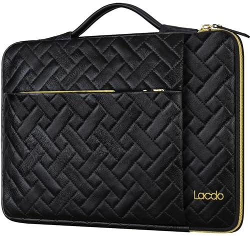Lacdo 360° Protective Laptop Sleeve Case for 13 New MacBook Air M4 A3240 2025/M3 A3113/M2 A2681/M1 A2337, 13 New MacBook Pro M2/M1 A2338 A2251 A2289, 13 iPad Air M3 2025/iPad Pro M4, Elegant Black