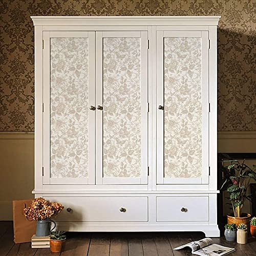 neukids Self Adhesive Beige Wallpapers, Rose Patterned Wallpaper Floral Wallpapers Furniture Sticker, Peel and Stick Wallpaper Kitchen Living Room Bedroom Cabinets Desks Bookshelves Art Deco