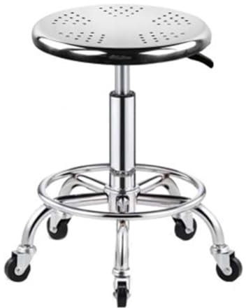 MEIZHITU Barstuhl Tresenhocker Höhenverstellbarer Barhocker Hochglanz-Drehbarer Barhocker Edelstahl-Thekenhocker Runder Stuhl Mit 5 Rädern Und Pedal Bistrohocker Designer Hocker