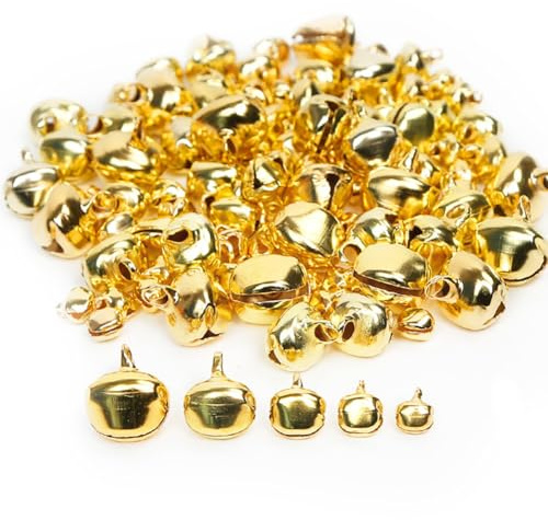 Qiantull 200 campanas pequeñas, minicampanas para manualidades, campanas de metal de cobre, protección contra la corrosión, campanas sonoras para manualidades, Navidad, cascabeles, bodas, joyas,