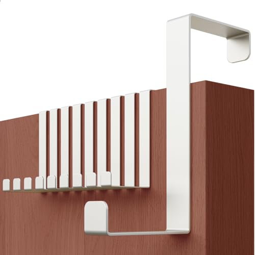 Menz Porte-manteau pour porte, set de 10 - crochet porte blanc, 4,1-4,6 cm x 8 cm - fixation suspendue, support robuste
