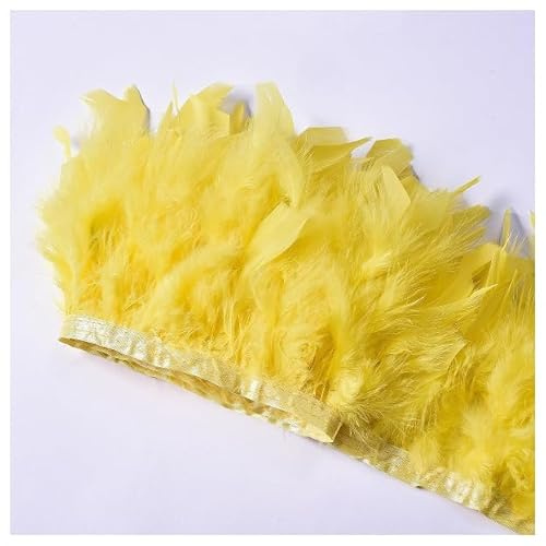 GreatRise 10 – 15 cm, con piume di tacchino naturale, per lavori fai da te, cucito, matrimonio, costumi, decorazione giallo, 3 m