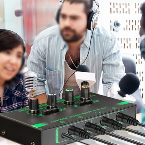 Amplificador de auriculares para uso en estudio, diseño compacto y múltiples controles de volumen (4 canales)
