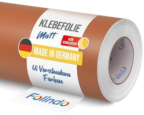 FOLINDO Möbelfolie selbstklebend 801 Lehmbraun Matt 5m x 126 cm - Klebefolie Möbel, Klebefolie Küche, Möbelfolie, Folie für Möbel, Möbelfolie selbstklebende Folie, Küchenfolie selbstklebend