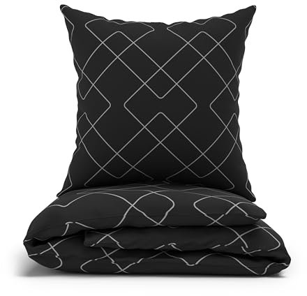 LARAWELL Bettwäsche 135x200 Baumwolle ganzjahres Bettwäsche-Sets anthrazit grau diagonal Premium