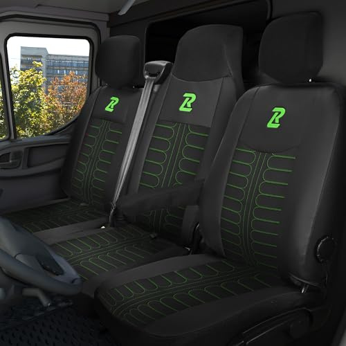 LUCARO Sitzbezüge Auto Renault Master 3, Opel Movano B, Nissan NV400 - Geteilte Rückenlehne und Sitz -Sitzbezug Set 1+2 - Grün - Autositz Zubehör - Schonbezug Vorne