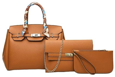 YLQQdMK Damenhandtasche Frauenbeutel Mehrstufige Handtasche Litschäer Muster Schulter Messenger-Tasche-Hellbraun