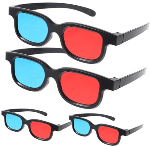 4pcs Red and Blue 3d Glasses for Movies and Games Plastic Eye Wear Compatible Tvs Projectors and Phones Universal Viewing for Men and Women