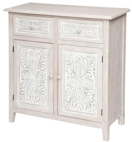 Well Home Buffet Pratique et élégant avec 2 Portes en Bois Blanc