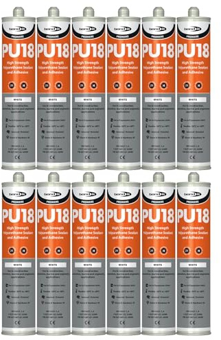 Bond It PU18 High Strength Polyurethane Adhesive and Sealant – 12x White, 310ml | Sealant Adhesive – Oil & Chemical Resistant | Flexible Sealant for Engineering – Construction – Automotive & Marine