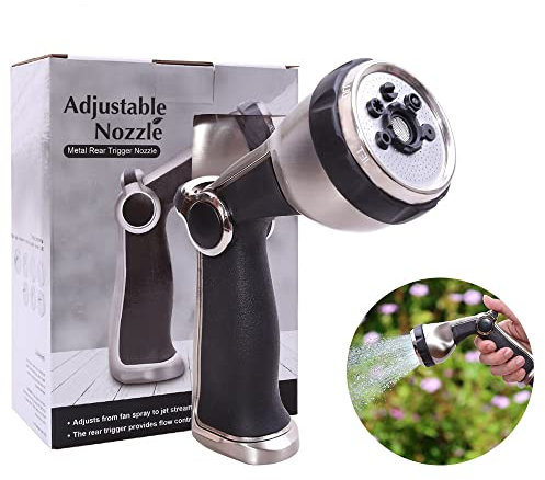 Aqualin 7 Pattern Hose Pipe Spray Gun Heavy Duty Garden Hose Nozzle Metal Hand Sprayer Water Flow Control Water Plant Lawn Wash Car Pet