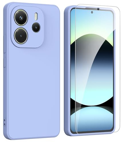 ARRYNN Funda Xiaomi Redmi Note 14 4G con Cristal Templado Protector de Pantalla,Púrpura Ultra Slim Protectora Funda de Silicona Líquida Suave Case Cover - Púrpura2
