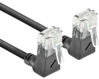 ACT CAT6A Netzwerkkabel 90° gewinkelt, U/UTP LSZH LAN Kabel Dünn 3.6mm Slimline, Flexibles Ethernet Kabel mit RJ45 Stecker, für den Einsatz in Datenzentren, 0.5 Meter, Nach oben DD6900