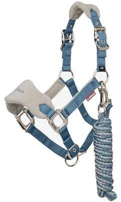 LeMieux Mini Vogue Headcollar & Leadrope - Perfect for Ponies - Adjustable at Curb and Poll - Ice Blue - Super Mini