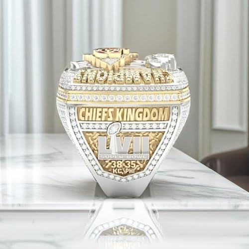 KRXSOBNV Sammlerstücke, 57. Rugby-Meisterschaftsring, Super Bowl KC Champions Ring, Holz-Geschenkbox, Sammler-Erinnerungsstücke