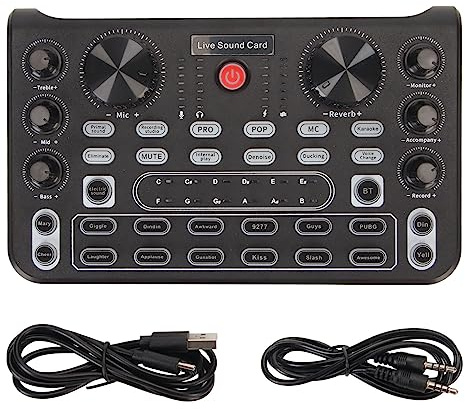Sound-Mixer-Board, Live-Soundkarte mit mehreren Effekten, tragbarer Bluetooth-DJ-Audio-Mixer mit Rauschunterdrückung für Handy-Karaoke-Übertragung