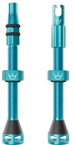 Peaty's Holeshot Fast Flow Tubeless Ventil - Hochdurchfluss-Design mit Anti-Verstopfungsfunktion für Dichtmittel, Schnelle Reifenmontage, 7075-Aluminium, MTB-kompatible Fahrrad Ventile, 60mm Türkis
