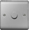 BG Nexus Metal 1 Gang 2 Way Push Dimmer 400W Brushed Steel