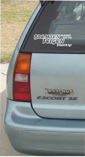 INDIGOS UG Autoaufkleber Aufkleber - Bremsen Macht nur die Felgen dreckig 200x65 mm weiß Auto Laptop Tuning Sticker Heckscheibe LKW 200mmx65mm