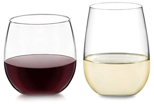 Libbey Stemless Wine Glasses Set of 12, Dishwasher Safe Red and White Wine Glass Set, Clear Drinking Glasses Set of 12 for Cocktails, Water, and More