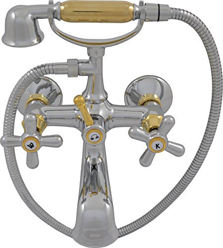 sanicomfort 1925008 Zweigriff-Badewannenarmatur AUSTIN, verchromt/gold