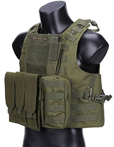 QMFIVE MOLLE RRV Assault Combat Weste mit Beutel/Traning Schutz Sicherheitsweste für Taktische Jagd Airsoft Outdoor (OD)