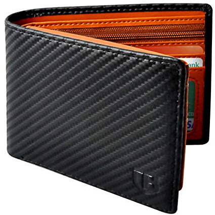 BIAL Mens Wallet, RFID Blocking, Flip, Slim Bifold, 2 ID Window Wallet, Superfine Fiber PU Synthetic Leather