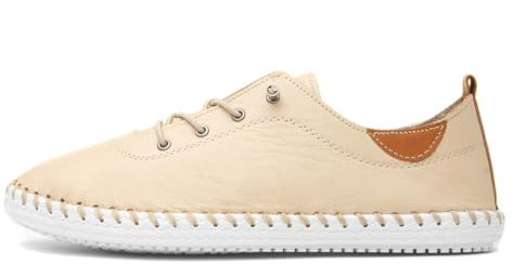 Lunar St Ives Leather Plimsoll 5 UK Beige