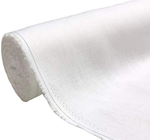 A-Express Naturrein Leinen Stoff Sanft Kleidung Reines Leinenstoff für Handarbeit Nähen Heimwerken Schneiderei Kreuzstich Mode Tasche 100% Leinen 140cm Breite - 2 Meter 200cm x 140cm Weiß