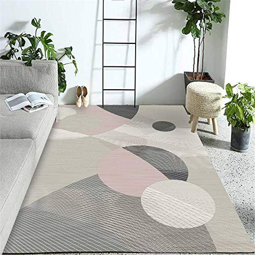 DJHWWD Tapis D¡¯Eveil Tapis Gris Rose Motif géométrique Rond Tapis antidérapant Personnalisable Tapis pour Salon Moderne Antiderapant Tapis Gris 60X90CM