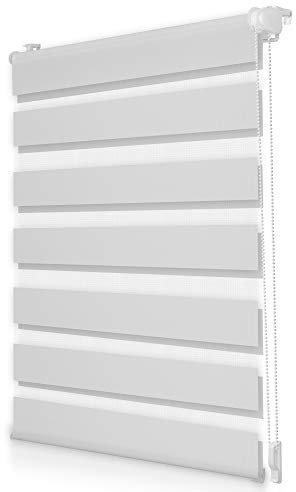 ROOMY Duo-Rollo Doppelrollo Klemmfix, ohne Bohren, Blickdicht, mit Montageschiene Sichtschutz Sonnenschutz Weiß, 55 cm x 150 cm (B x L)