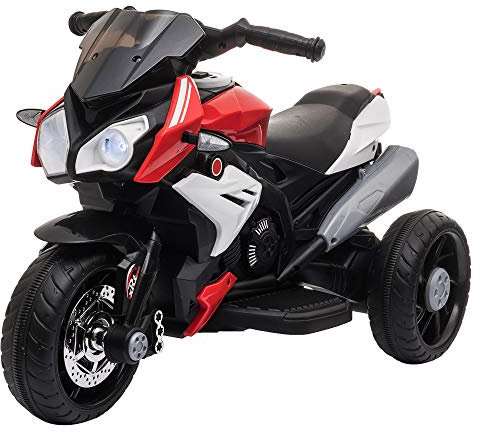 HOMCOM Kids 6V Electric Ride On Motorcycle Electric Motorbike w/Lights Music Horn 3 Wheel Outdoor Play Toy for 3-5 Years, Red