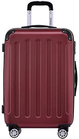 BEIBYE- Hartschalenkoffer Koffer Trolley Rollkoffer Reisekoffer Zahlenschloß 4 Zwilings-Rollen (Burgundy, Large-76cm)