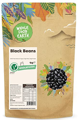 Wholefood Earth Schwarze Bohnen 1 kg GMO-frei Natürlich Hoher Ballaststoffgehalt Hoher Proteingehalt