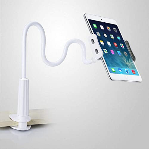 Youyijia Gooseneck Tablet Holder 360° Adjustable Tablet Stand Flexible Arm Tablet Mount Clamp for iPad Mini Air Samsung Galaxy Tab iPhone Switch 4.5-10.5 Devices White