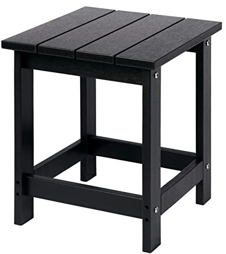 LZRS Adirondack Mesa auxiliar cuadrada de isla larga para exteriores, mesa de patio compuesta de piscina, mesas auxiliares de polietileno de alta densidad para patio, piscina, compañero interior y