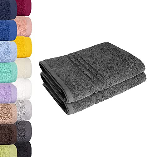 Lavea Saunatuch Saunahandtuch 80x200cm - 2er Set, Anthrazit, 500gr/m², 100% Baumwolle