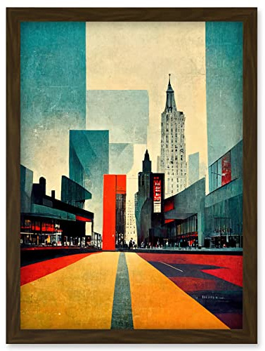 Doppelganger33 LTD Broadway New York City Street Modern Cityscape Artwork Framed Wall Art Print A4