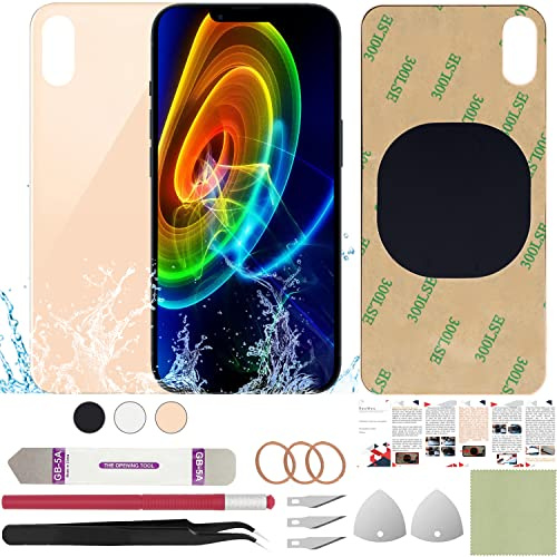ReuWeu Rückabdeckung Glas Ersatz Kompatibel mit iPhone Xs Max 6,5 Zoll + Professional Tools (Gold)