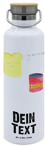 Mr. & Mrs. Panda Personalisierte Trinkflasche Toast Marmelade - Personalisierte Geschenke, Tiere, lustige Sprüche, Trinkflasche Sport, Küche Spruch,