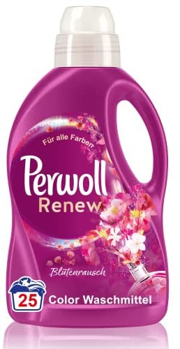 Perwoll Renew Blütenrausch Flüssigwaschmittel (25 Wäschen), Feinwaschmittel für Buntwäsche & Weißes, Color Waschmittel verleiht intensive Frische mit blumigem Duft