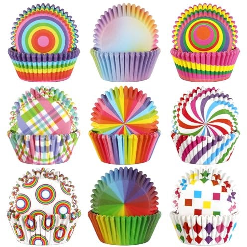 SANNIX 450 Stück Muffinförmchen Papier, Muffins Backförmchen, Regenbogen Muffinform Papier, Cupcake Formen für Dessert Hochzeit Geburtstag Party Kuchendekorationen