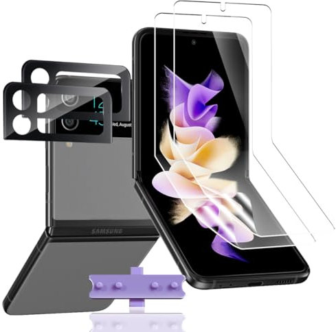 Yiunssy [2+2 Pièces pour Samsung Galaxy Z Flip 3 Protection écran+Samsung Galaxy Z Flip 3 Verre Trempé Caméra Arrière Protecteur,Sans bulles TPU Flexible Film Protection écran pour Galaxy Z Flip 3
